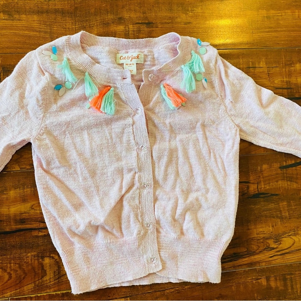 Girl’s Top Bundle. Pink cardigan from Cat and Jack. Blue Tee from Gap.